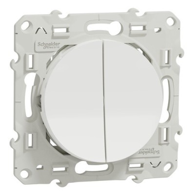 Schneider Odace - Interrupteur Va et Vient + Bouton Poussoir - Blanc - Réf : S520285