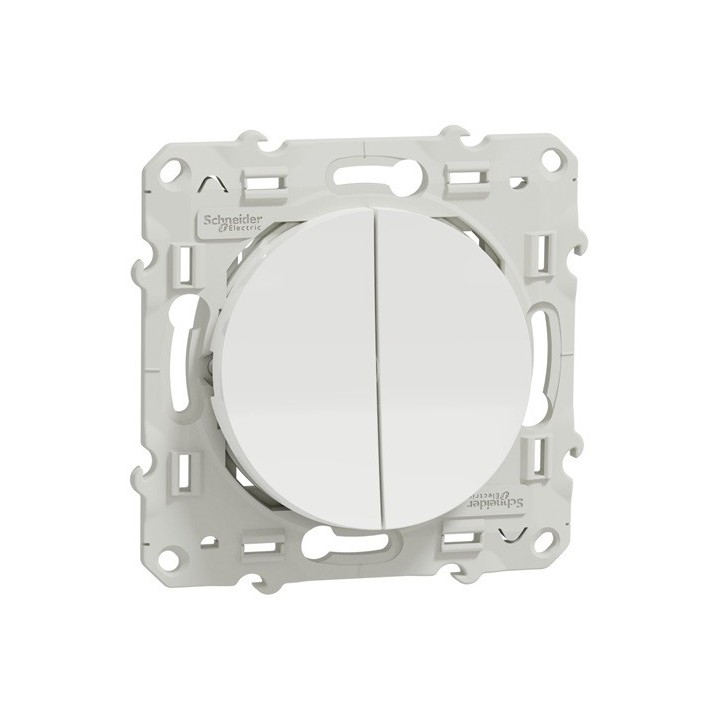Schneider Odace - Interrupteur Va et Vient + Bouton Poussoir - Blanc - Réf : S520285