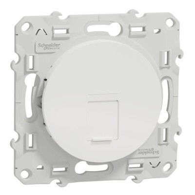 Schneider Odace - Prise RJ45 - Blanc - Grade 1 - Téléphone + Informatique - Réf : S520475