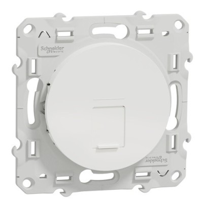 Schneider Odace - Prise RJ45 - Blanc - Grade 3 - Multimédia + - cat. 6A STP(longue distance) - Réf : S520477