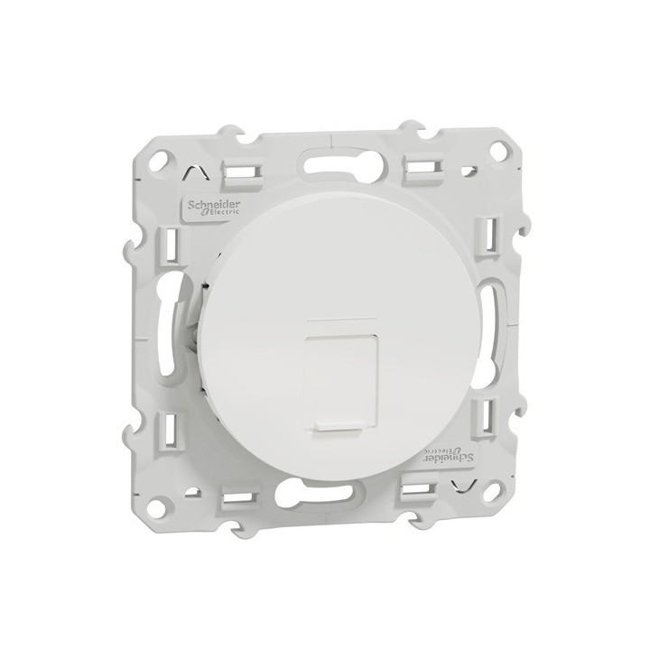 Schneider Odace - Prise RJ45 - Blanc - Grade 3 - Multimédia + - cat. 6A STP(longue distance) - Réf : S520477