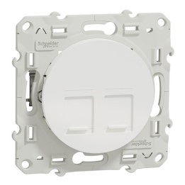 Schneider Odace - Double Prise RJ45 - Blanc - Grade 3 - Multimédia + - Réf : S520486