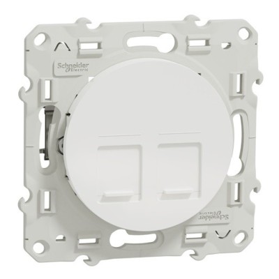 Schneider Odace - Double Prise RJ45 - Blanc - Grade 3 - Multimédia + - Réf : S520486