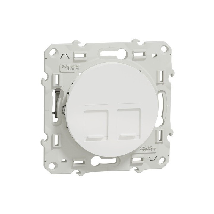 Schneider Odace - Double Prise RJ45 - Blanc - Grade 3 - Multimédia + - Réf : S520486