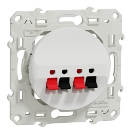 Schneider Odace - Double Prise Haut-Parleurs - Blanc - Réf : S520488