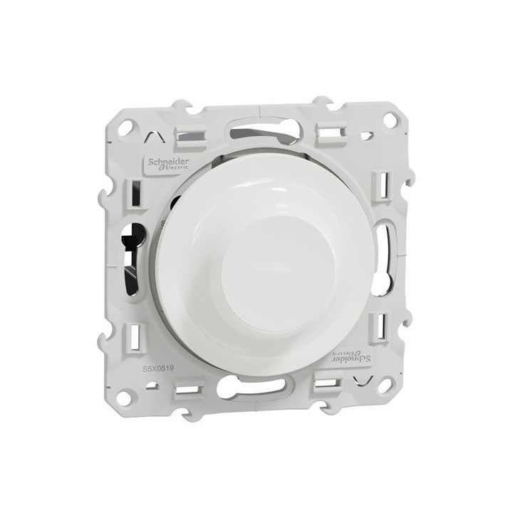 Schneider Odace - Variateur de lumière universel 2 ou 3 fils 3W 100W - Blanc - Réf : S520519