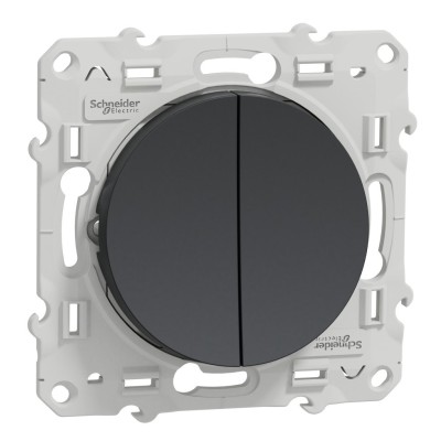Schneider Odace - Double Poussoir - Anthracite - Connexion Rapide - Réf : S540216
