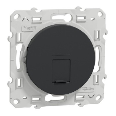Schneider Odace - Prise RJ45 - Anthracite - Grade 1 (Téléphone + Informatique) Cat. 6 Utp - Réf : S540475