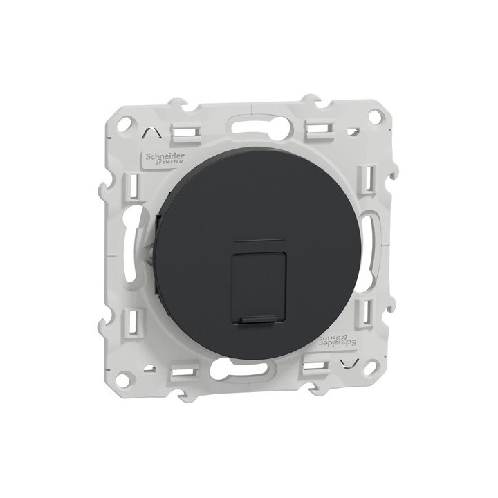 Schneider Odace - Prise RJ45 - Anthracite - Grade 1 (Téléphone + Informatique) Cat. 6 Utp - Réf : S540475