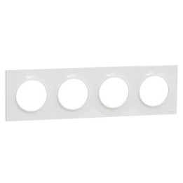 Schneider - Odace Styl - plaque - blanc - 4 postes horizontaux ou verticaux entraxe 71mm - Réf : S520708