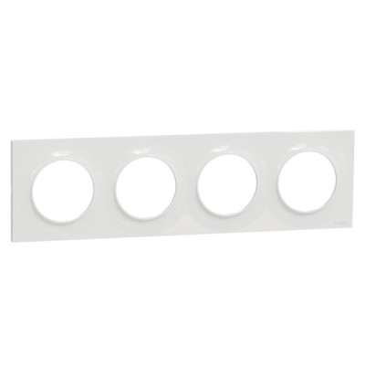 Schneider - Odace Styl - plaque - blanc - 4 postes horizontaux ou verticaux entraxe 71mm - Réf : S520708