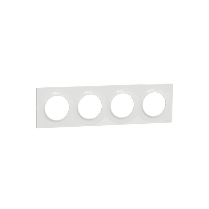 Schneider - Odace Styl - plaque - blanc - 4 postes horizontaux ou verticaux entraxe 71mm - Réf : S520708