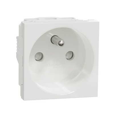 Schneider - Unica - Prise 2P+T - FR - 90° - vis - Blanc - méca seul - Réf : NU303918
