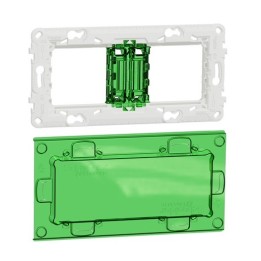 Schneider - Unica - support de fixation 4 mod / 2 postes + protection chantier - plastique - Réf : NU7004PC