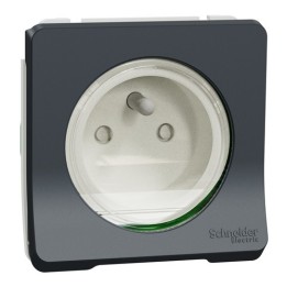 Schneider Mureva Styl - Prise de courant 2P+T à vis composable - IP55 gris - Réf : MUR38030