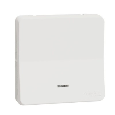 Schneider Mureva Styl - Bouton poussoir lumineux LED composable - IP55 blanc - Réf : MUR39127