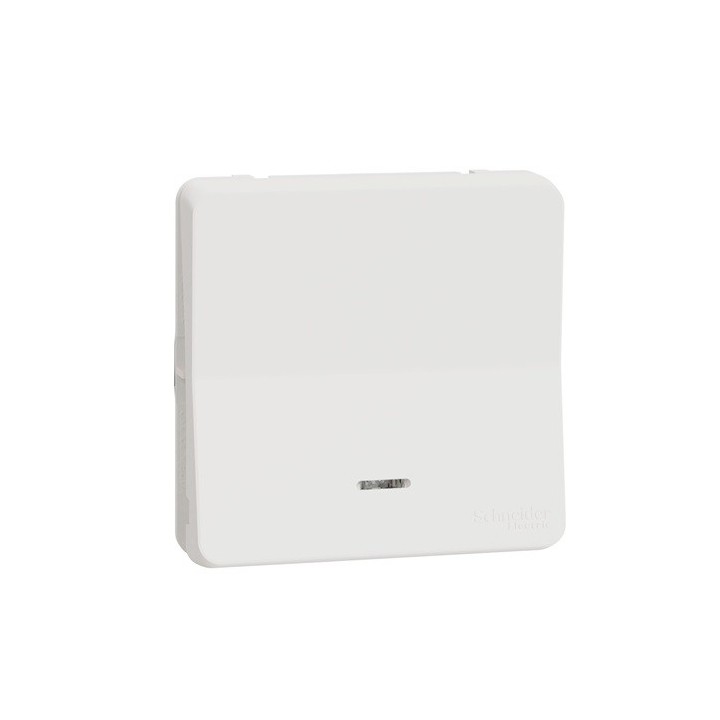 Schneider Mureva Styl - Bouton poussoir lumineux LED composable - IP55 blanc - Réf : MUR39127