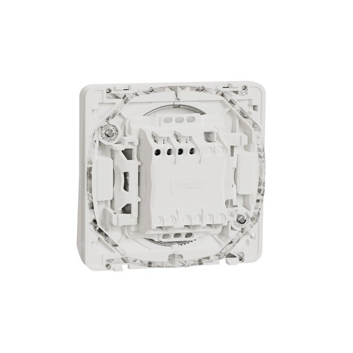 Schneider Mureva Styl - Bouton poussoir lumineux LED composable - IP55 blanc - Réf : MUR39127