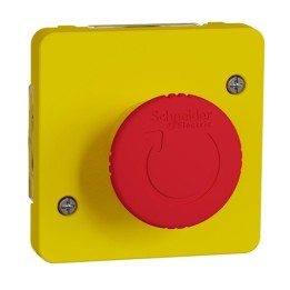 Schneider Electric - Mureva Styl - Arrêt d'urgence 1/4 tour - composable IP55 - IK08 - jaune - Réf : MUR35053
