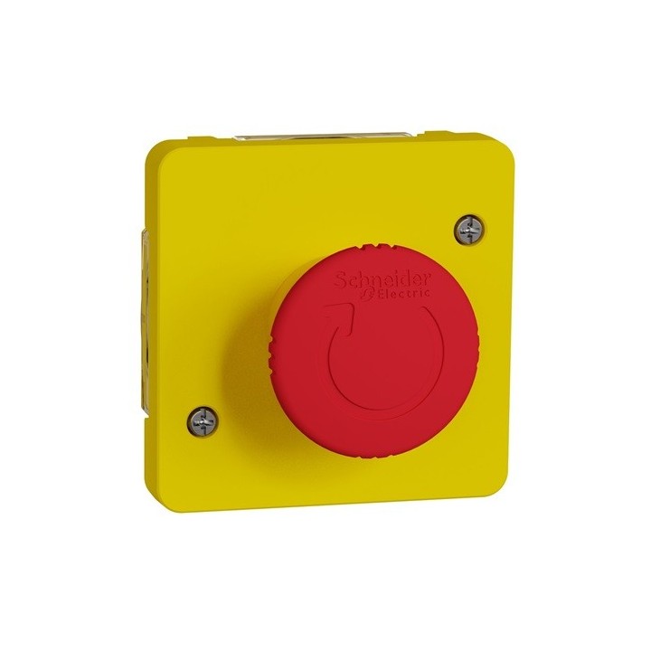 Schneider Electric - Mureva Styl - Arrêt d'urgence 1/4 tour - composable IP55 - IK08 - jaune - Réf : MUR35053