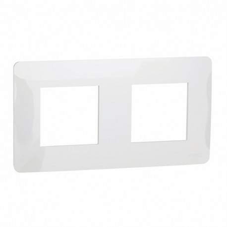Schneider - Unica Studio - plaque de finition - Blanc - 2 postes - Réf : NU200418
