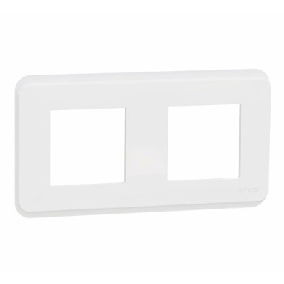 Schneider - Unica Pro - plaque de finition - Blanc - 2 postes - Réf : NU400418