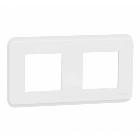 Schneider - Unica Pro - plaque de finition - Blanc - 2 postes - Réf : NU400418