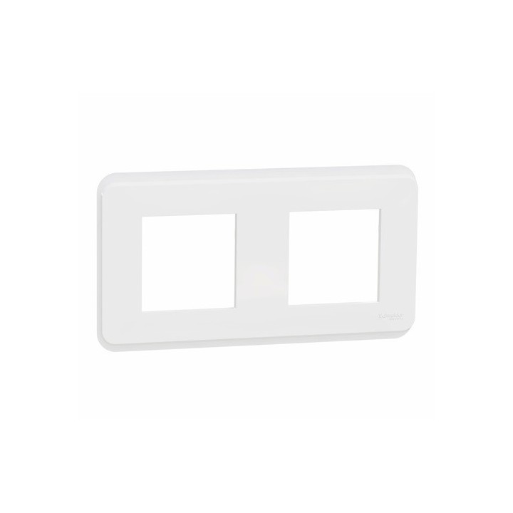 Schneider - Unica Pro - plaque de finition - Blanc - 2 postes - Réf : NU400418
