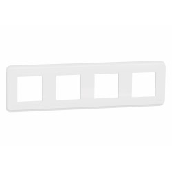Schneider - Unica Pro - plaque de finition - Blanc - 4 postes - Réf : NU400818
