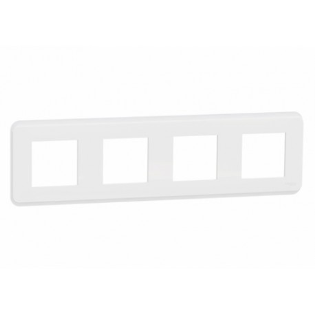 Schneider - Unica Pro - plaque de finition - Blanc - 4 postes - Réf : NU400818