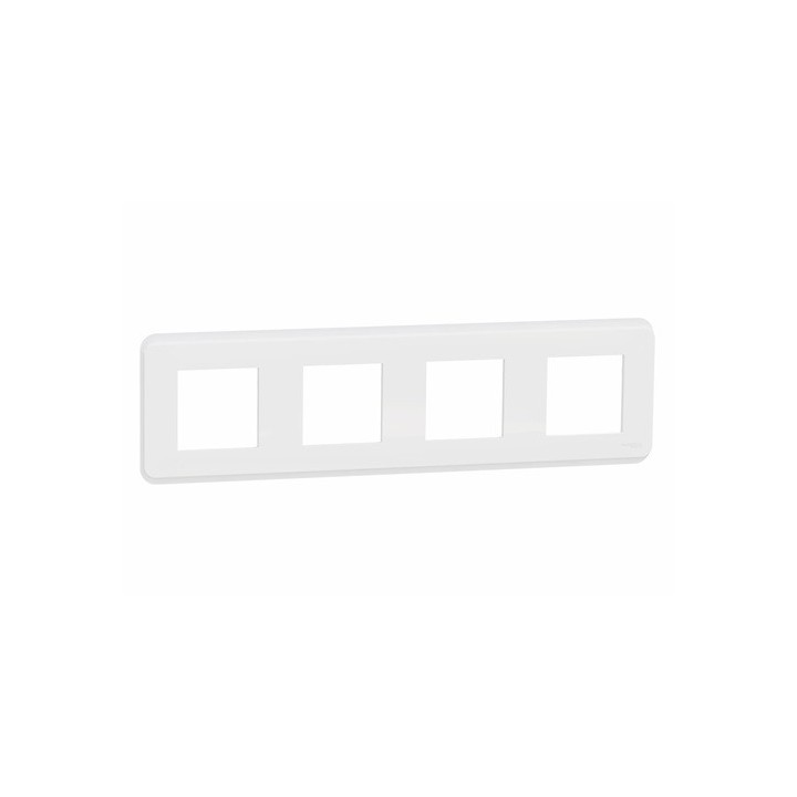 Schneider - Unica Pro - plaque de finition - Blanc - 4 postes - Réf : NU400818