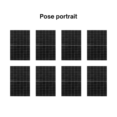 Kit Photovoltaïque 3600W - Toiture ardoise - Pose portrait - 2 rangées - Onduleur hybride Huawei - Réf : PV443600T-A-PO-2