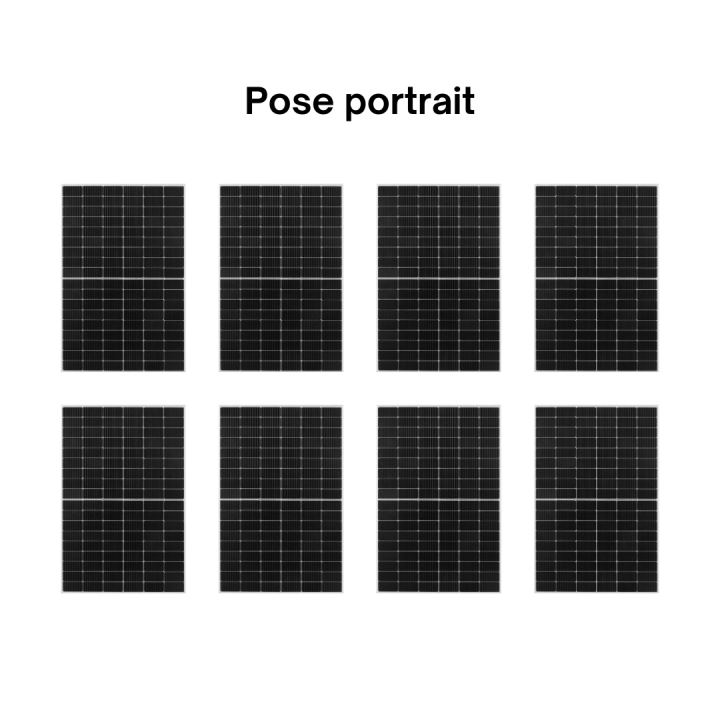 Kit Photovoltaïque 3600W - Toiture ardoise - Pose portrait - 2 rangées - Onduleur hybride Huawei - Réf : PV443600T-A-PO-2