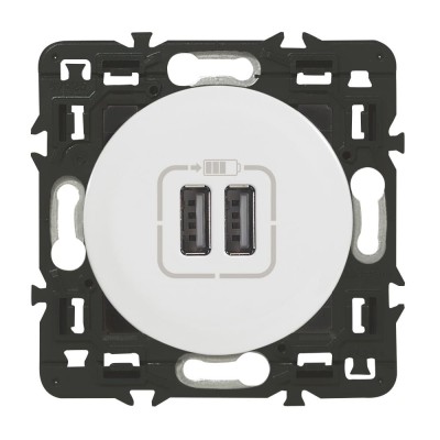 Legrand Céliane - Prise double chargeur USB - Ensemble Blanc à Griffes - à composer - Réf : 099736G