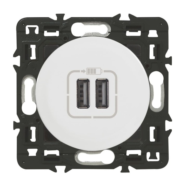 Legrand Céliane - Prise double chargeur USB - Ensemble Blanc à Griffes - à composer - Réf : 099736G