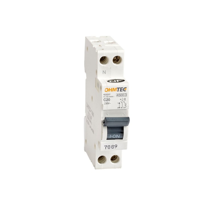 Ohmtec - Disjoncteur à vis - 1P+N - 20A - 4.5kA/6kA - Courbe C - Réf : 423237