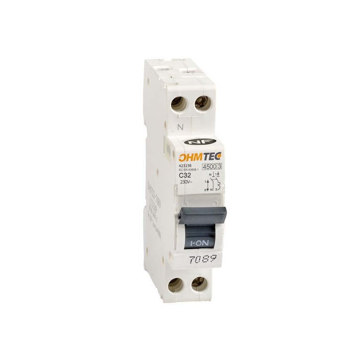 Ohmtec - Disjoncteur à vis - 1P+N - 32A - 4.5kA/6kA - Courbe C - Réf : 423238