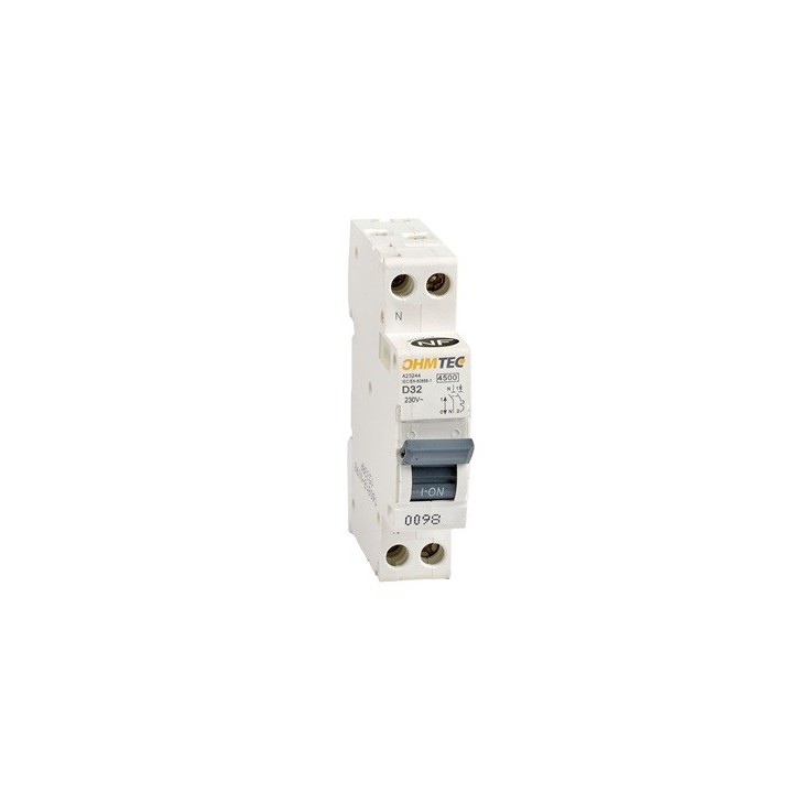 Ohmtec - Disjoncteur à vis - 1P+N - 32A - 4.5kA/6kA - Courbe D - Réf : 423244