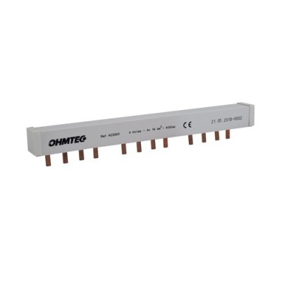Ohmtec - Barre de pontage tétrapolaire - 63A - 12 modules - Réf : 423269