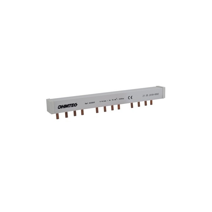 Ohmtec - Barre de pontage tétrapolaire - 63A - 12 modules - Réf : 423269