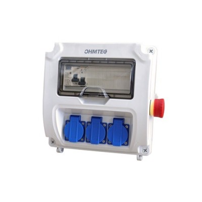 Ohmtec - Coffret d'atelier mural monophasé avec arrêt d'urgence - Réf : 423299