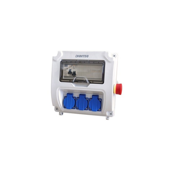 Ohmtec - Coffret d'atelier mural monophasé avec arrêt d'urgence - Réf : 423299
