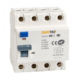 Ohmtec -  Interrupteur différentiel 3P+N 6kA 63A type AC - Réf : 423319
