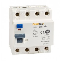 Ohmtec - Interrupteur différentiel 3P+N 6kA 40A type A - Réf : 423321