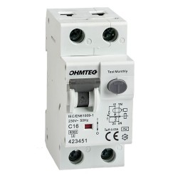 Ohmtec - Disjoncteur différentiel à vis 1P+N 16A 30mA 6kA Courbe C - Réf : 423451