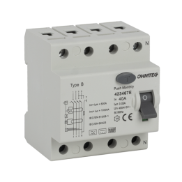Ohmtec - Interrupteur différentiel - 3P+N - 6kA - 40A - Type B - Réf : 423467