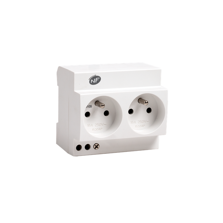 Ohmtec - Double prise modulaire - 2P+T - 16A - Réf : 423627