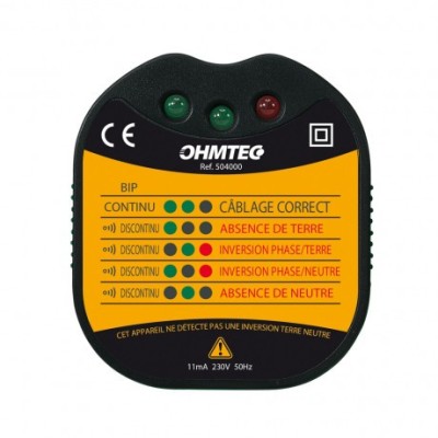 Ohmtec - Testeur de prise 2P+T - Réf : 504000