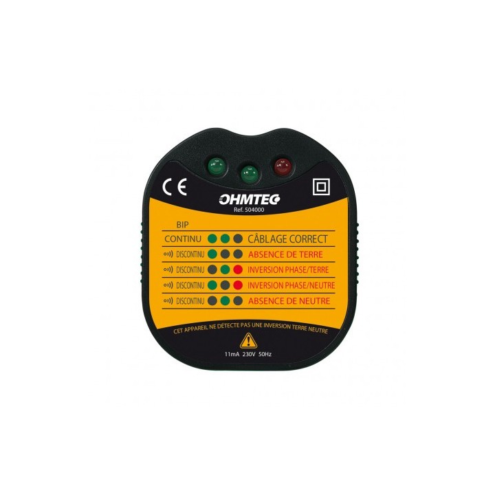 Ohmtec - Testeur de prise 2P+T - Réf : 504000