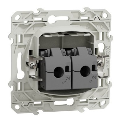 Schneider Odace - Prise double RJ45 cat.6 STP - Grade 2TV min à grade 3TV - Anthracite - Réf : S540486